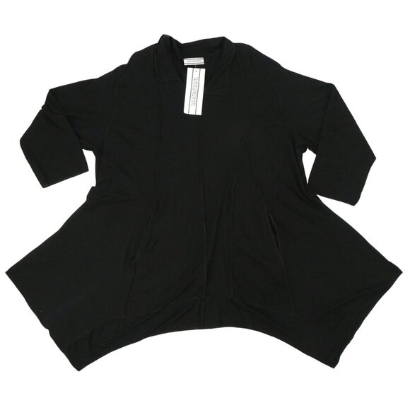 NWT Transparente Germany Black Lagenlook Asymmetrical Hem Tunic Top O/S XL 1X 2X - Picture 2 of 9